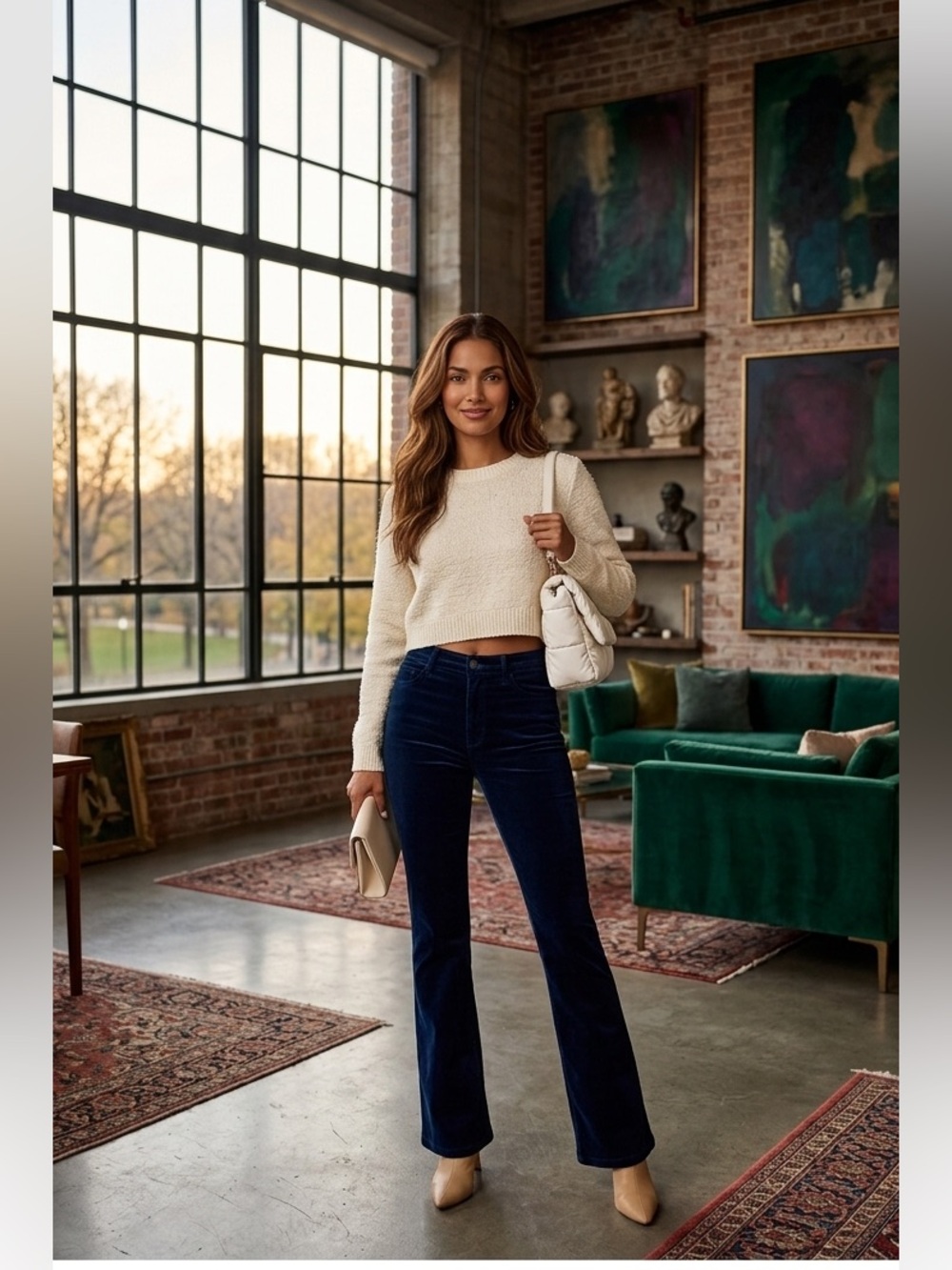 New PAIGE Manhattan High Rise Bootcut Velvet Jeans Pants